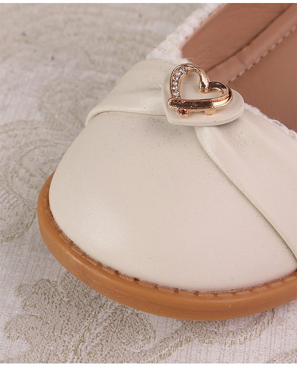 Cute Walk by Babyhug Velcro Closure Ballerina with Heart Applique - Beige