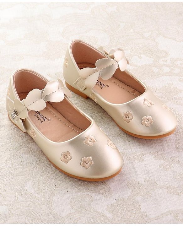 Cute Walk by Babyhug Ballerina with Velcro Closure & Floral Print - Golden