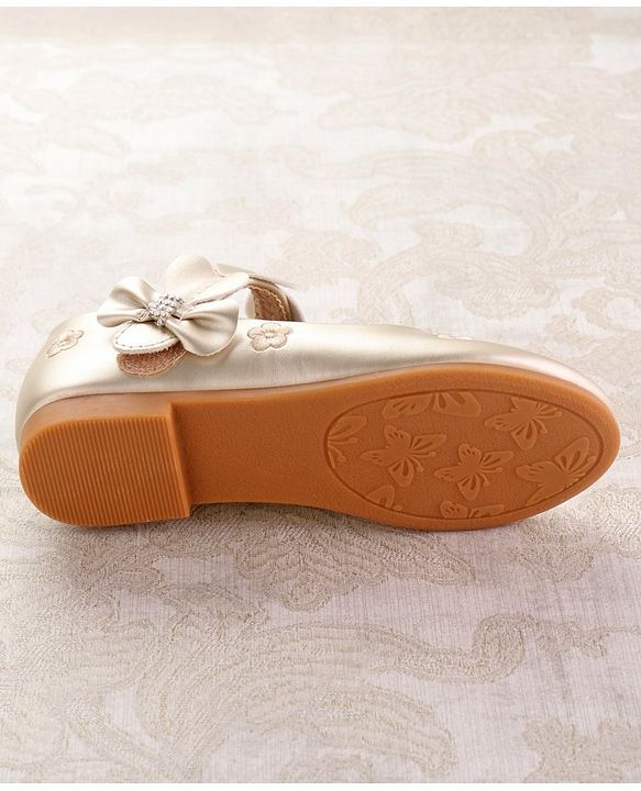 Cute Walk by Babyhug Ballerina with Velcro Closure & Floral Print - Golden