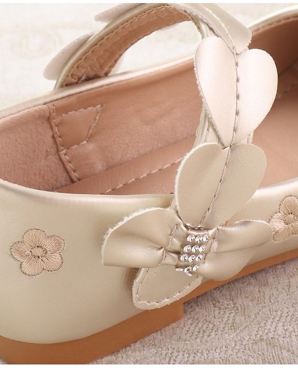 Cute Walk by Babyhug Ballerina with Velcro Closure & Floral Print - Golden