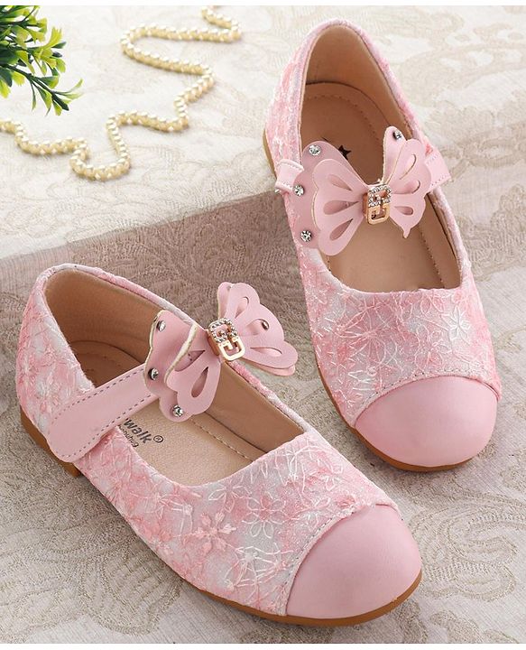 Cute Walk by Babyhug Ballerina with Velcro Closure & Bow Applique - Pink
