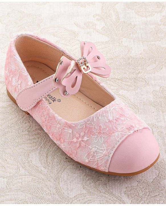 Cute Walk by Babyhug Ballerina with Velcro Closure & Bow Applique - Pink
