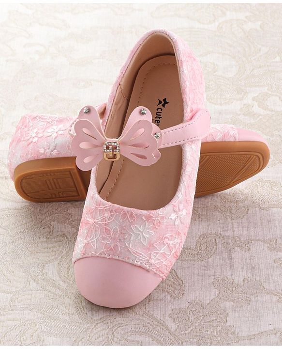 Cute Walk by Babyhug Ballerina with Velcro Closure & Bow Applique - Pink