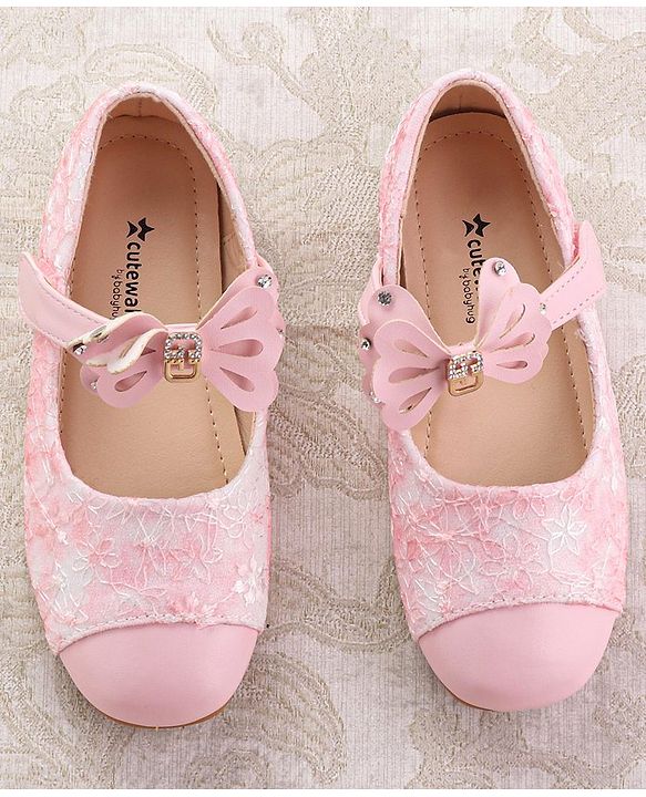 Cute Walk by Babyhug Ballerina with Velcro Closure & Bow Applique - Pink