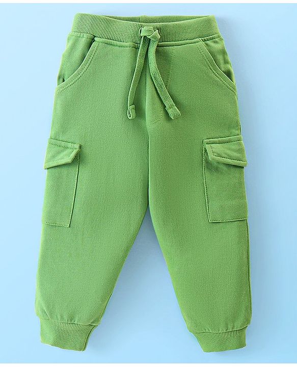 Babyhug Single Jersey Knit Full Sleeves T-Shirt & Lounge Pants Set With Animal Print - White & Green