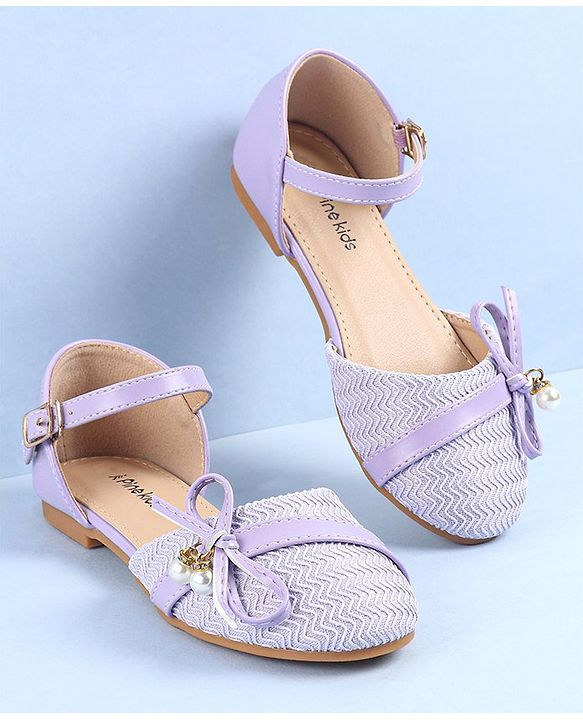 Pine Kids Ballerinas with Buckle Closure & Bow Applique - Purple