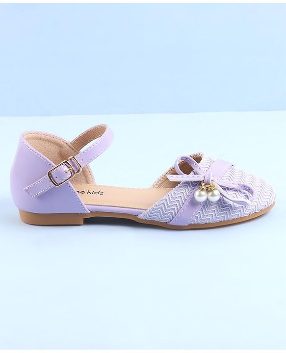 Pine Kids Ballerinas with Buckle Closure & Bow Applique - Purple