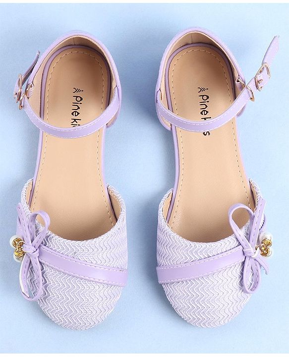 Pine Kids Ballerinas with Buckle Closure & Bow Applique - Purple
