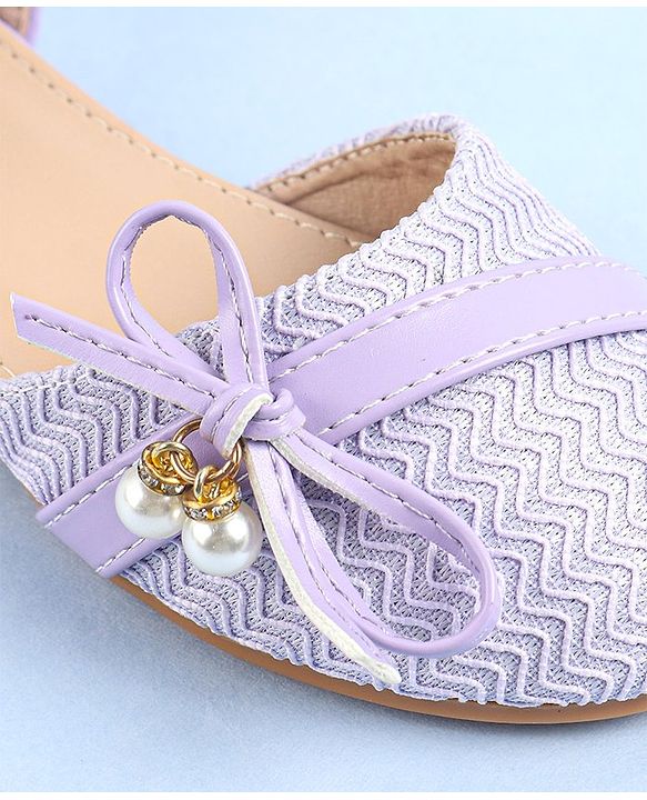 Pine Kids Ballerinas with Buckle Closure & Bow Applique - Purple