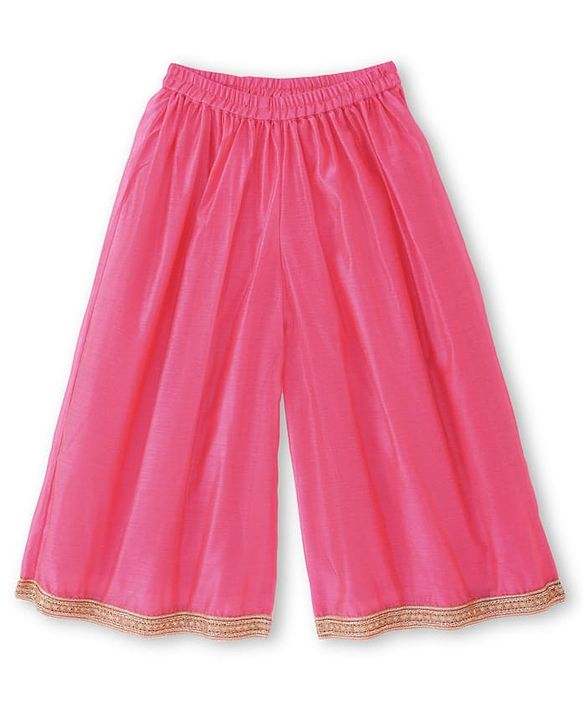 Babyhug Woven Three Fourth Sleeves Sequin Embroidered Bandh Gala Kurti Palazzo & Dupatta Set with Tassle Detailing - Fuschia