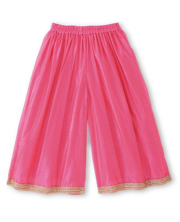 Babyhug Woven Three Fourth Sleeves Sequin Embroidered Bandh Gala Kurti Palazzo & Dupatta Set with Tassle Detailing - Fuschia