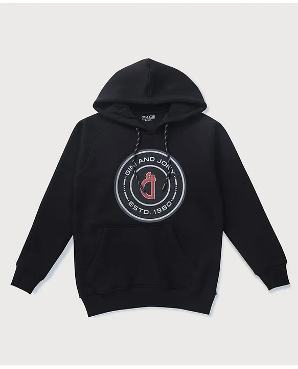 Buy GINI JONY Cotton Knit Full Sleeves Pullover Hooded Sweatshirt With Brand Logo Print Black for Boys 18 24 Months Online in India Shop at FirstCry 18122935