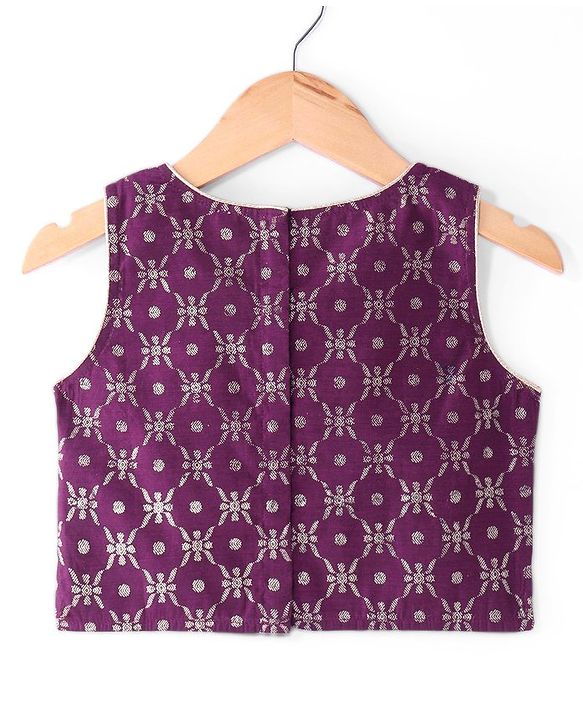 Babyhug Woven  Sleeveless  Mirror & Sequin Embroidered Lehenga Choli Set with Dupatta - Purple