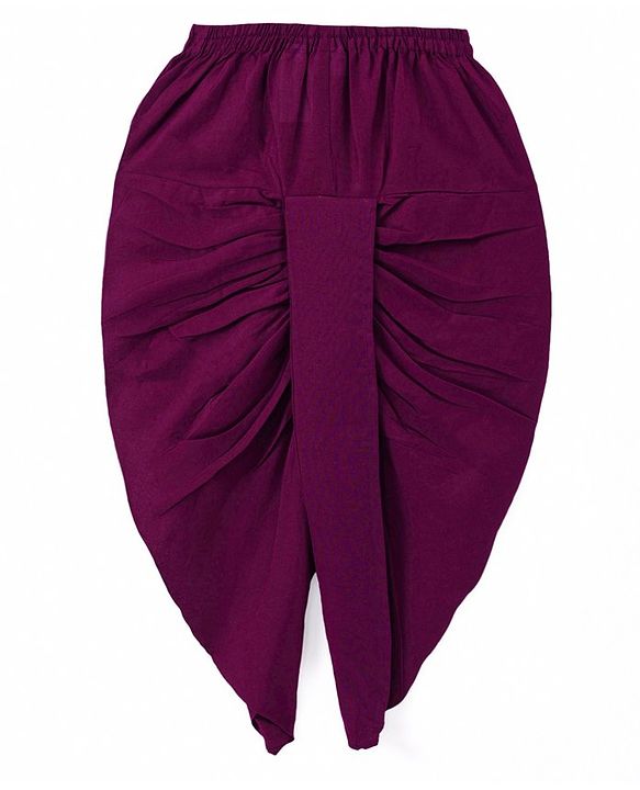 Babyhug Woven Full Sleeves Kurta Dhoti Set with Floral Embroidery - Purple