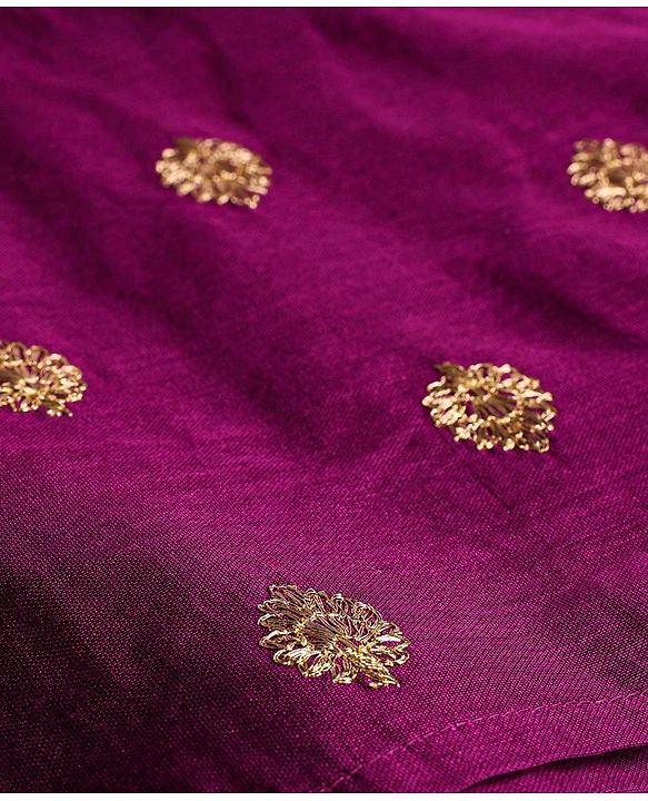 Babyhug Woven Full Sleeves Kurta Dhoti Set with Floral Embroidery - Purple