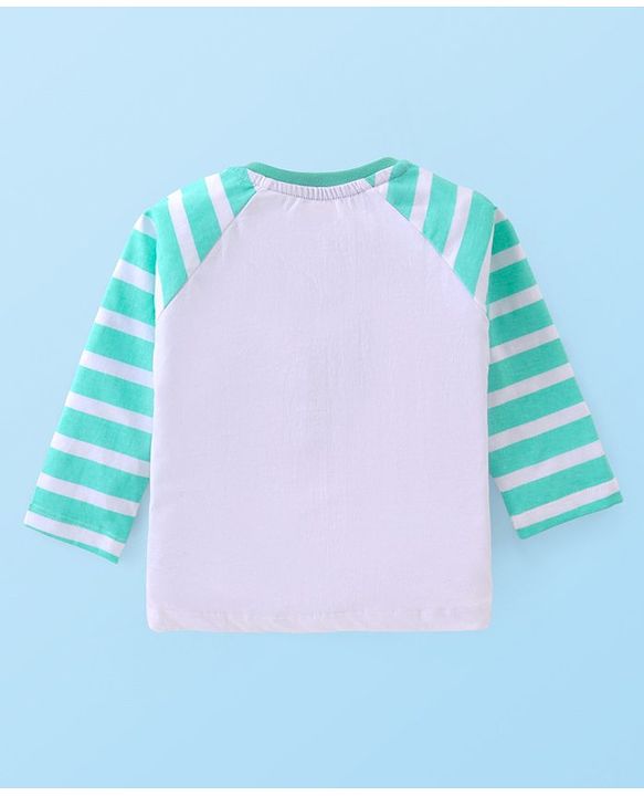 Babyhug Cotton Knit Raglan Sleeves T-Shirt & Lounge Pants Set With Alligator Print - White & Green