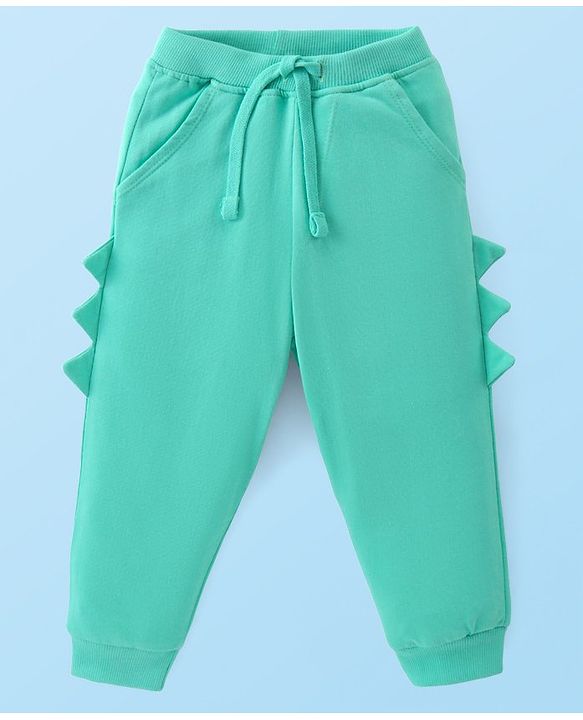Babyhug Cotton Knit Raglan Sleeves T-Shirt & Lounge Pants Set With Alligator Print - White & Green