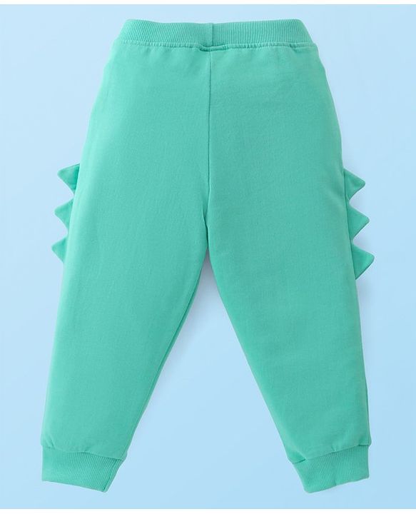 Babyhug Cotton Knit Raglan Sleeves T-Shirt & Lounge Pants Set With Alligator Print - White & Green