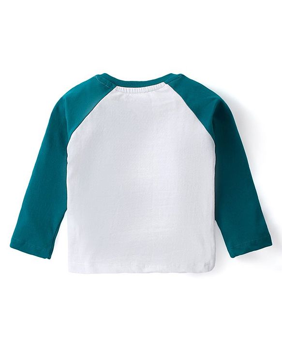 Babyhug Single Jersey Knit Full Sleeves T-Shirt & Lounge Pants Set With Mountain Print - White & Beige