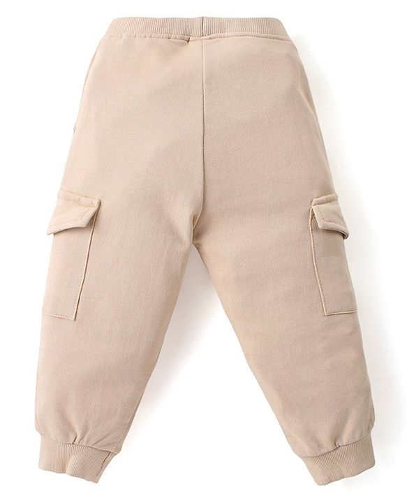 Babyhug Single Jersey Knit Full Sleeves T-Shirt & Lounge Pants Set With Mountain Print - White & Beige