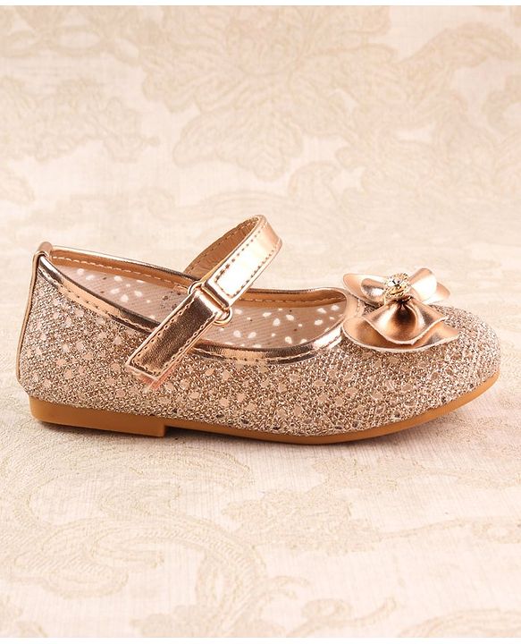Cute Walk by Babyhug Ballerina with Velcro Closure & Bow Applique - Gold