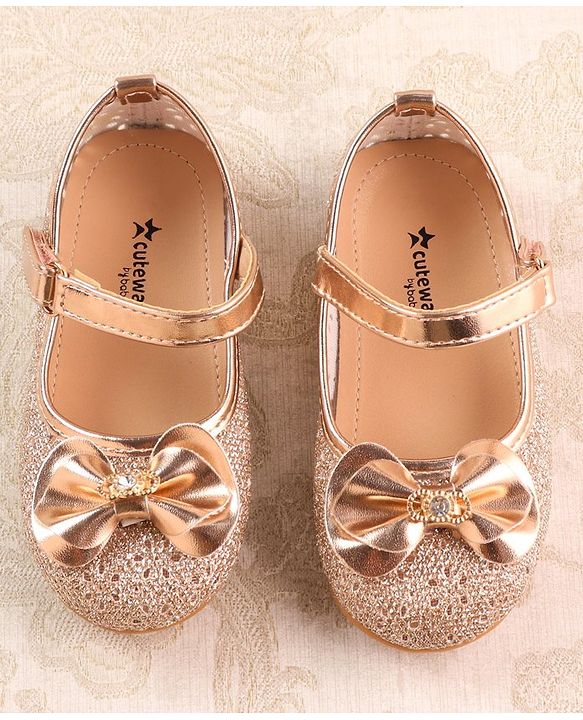 Cute Walk by Babyhug Ballerina with Velcro Closure & Bow Applique - Gold