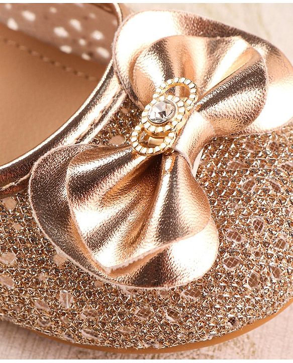 Cute Walk by Babyhug Ballerina with Velcro Closure & Bow Applique - Gold