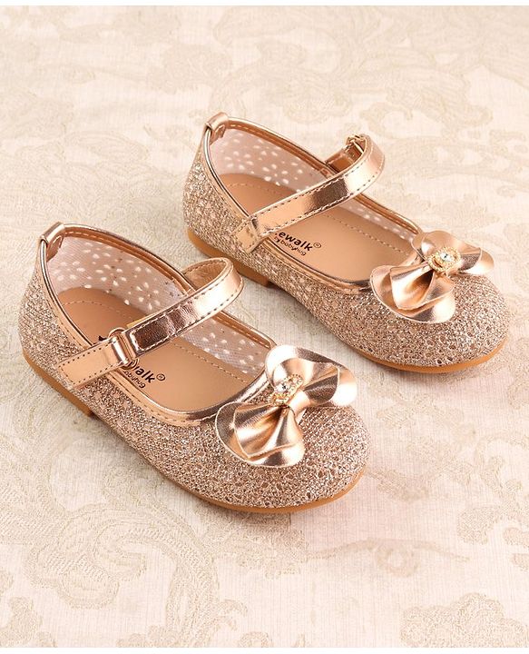 Cute Walk by Babyhug Ballerina with Velcro Closure & Bow Applique - Gold