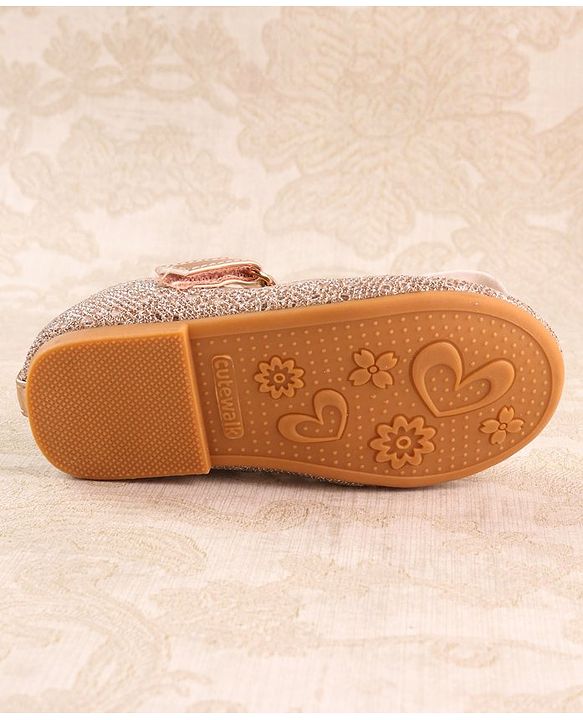 Cute Walk by Babyhug Ballerina with Velcro Closure & Bow Applique - Gold