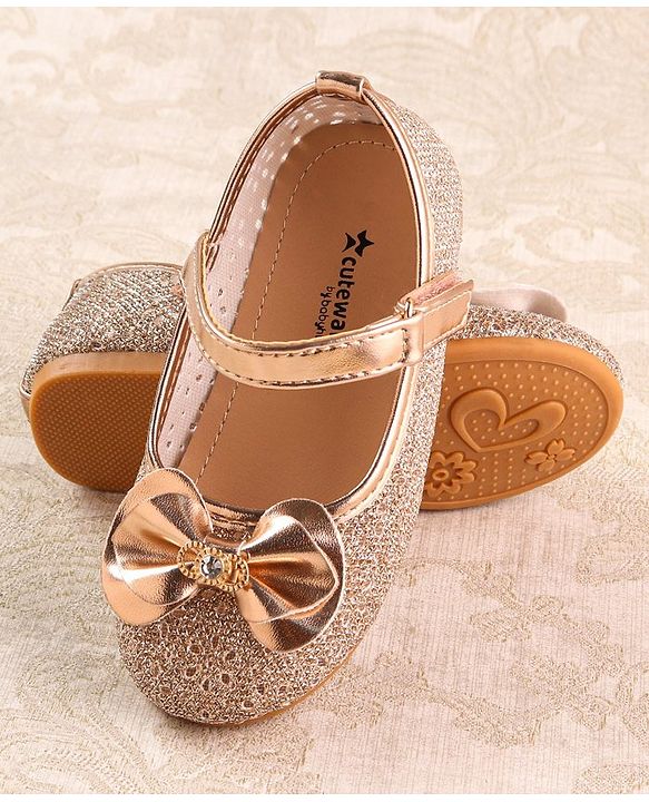 Cute Walk by Babyhug Ballerina with Velcro Closure & Bow Applique - Gold