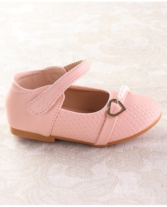 Cute Walk by Babyhug Velcro Closure Ballerina with Pearls & Heart Applique - Pink