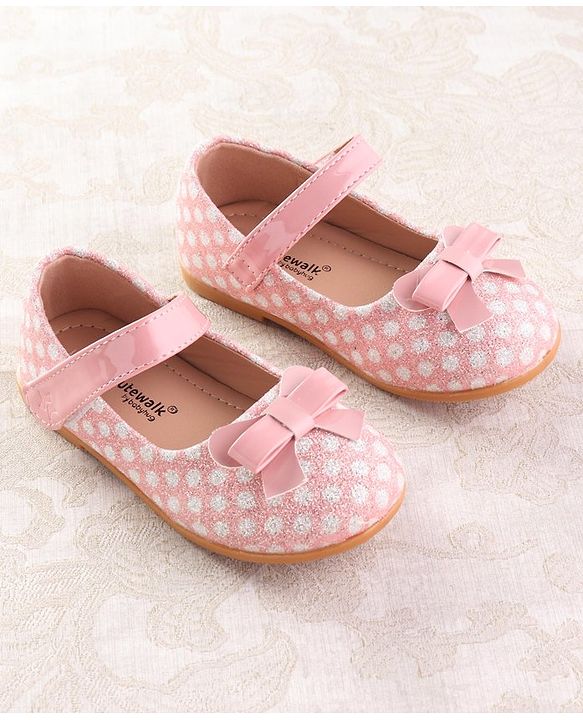 Cute Walk by Babyhug Velcro Closure Ballerina with Bow Applique - Pink