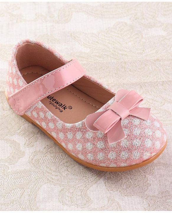 Cute Walk by Babyhug Velcro Closure Ballerina with Bow Applique - Pink