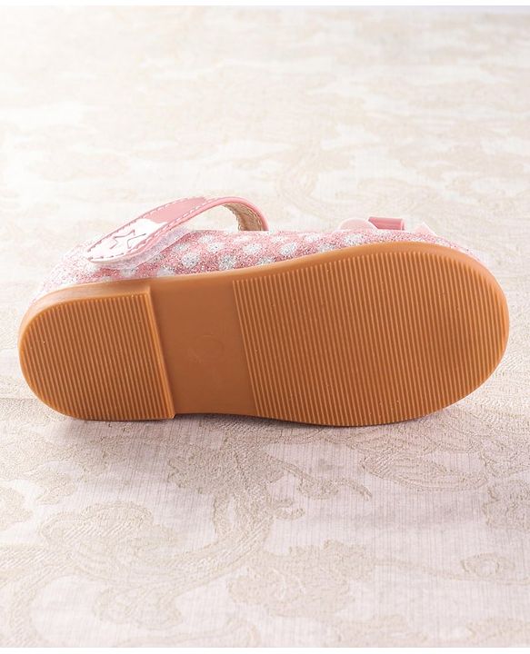 Cute Walk by Babyhug Velcro Closure Ballerina with Bow Applique - Pink