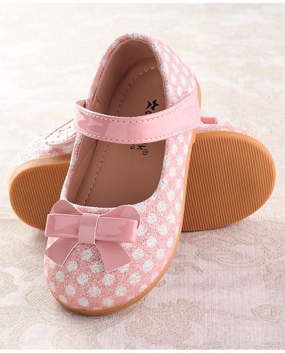 Cute Walk by Babyhug Velcro Closure Ballerina with Bow Applique - Pink