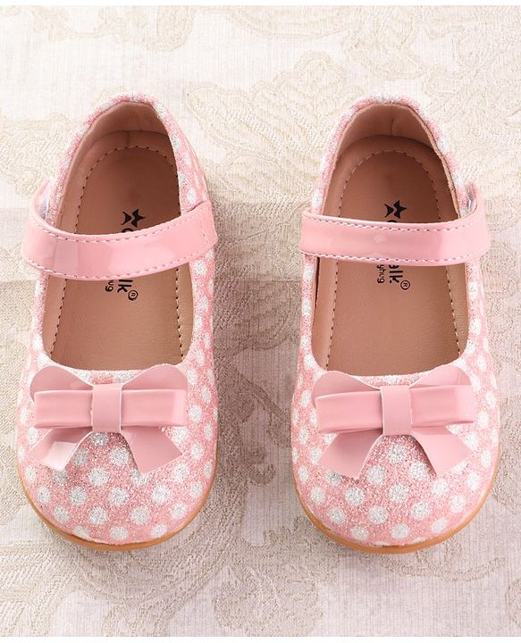 Cute Walk by Babyhug Velcro Closure Ballerina with Bow Applique - Pink