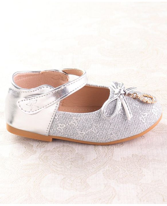 Cute Walk by Babyhug Ballerina with Velcro Closure & Bow Applique - Silver
