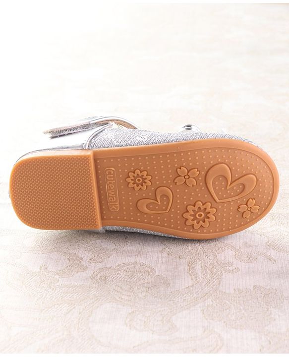 Cute Walk by Babyhug Ballerina with Velcro Closure & Bow Applique - Silver