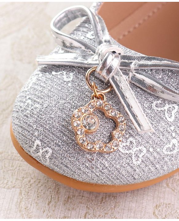 Cute Walk by Babyhug Ballerina with Velcro Closure & Bow Applique - Silver