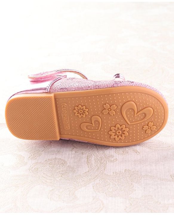 Cute Walk by Babyhug Ballerina with Velcro Closure & Bow Applique - Silver