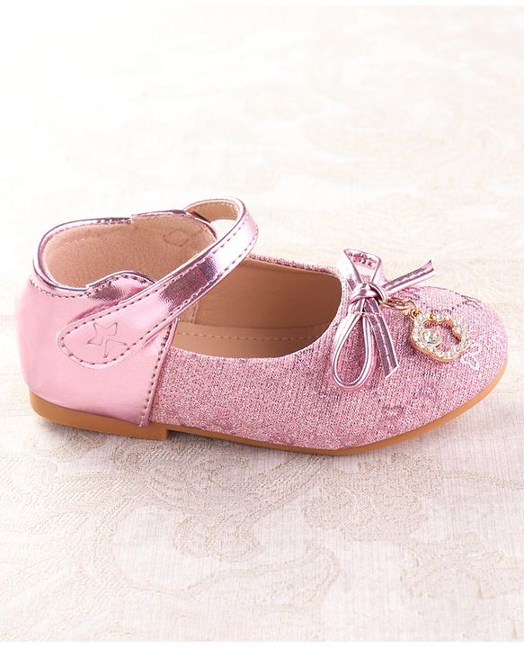 Cute Walk by Babyhug Ballerina with Velcro Closure & Bow Applique - Silver