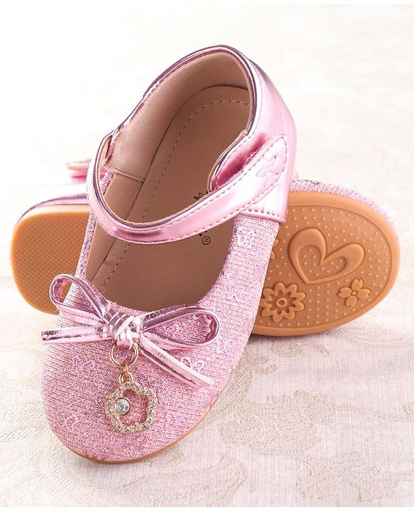 Cute Walk by Babyhug Ballerina with Velcro Closure & Bow Applique - Silver