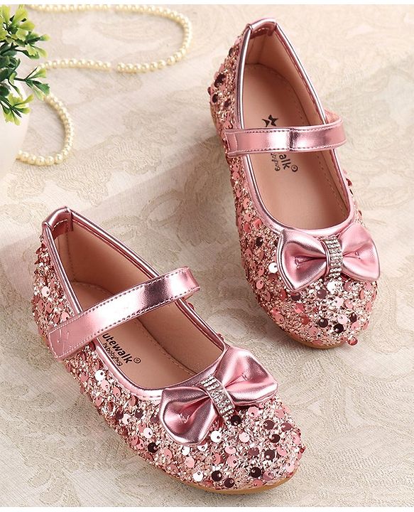 Cute Walk by Babyhug Ballerina With Sequins & Bow Applique - Pink