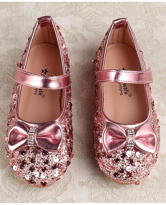 Cute Walk by Babyhug Ballerina With Sequins & Bow Applique - Pink