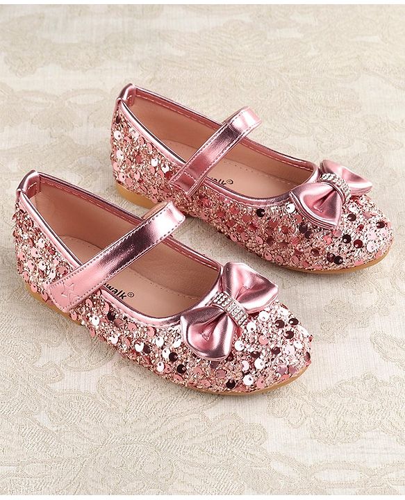 Cute Walk by Babyhug Ballerina With Sequins & Bow Applique - Pink