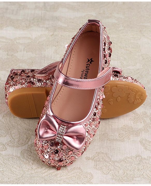 Cute Walk by Babyhug Ballerina With Sequins & Bow Applique - Pink