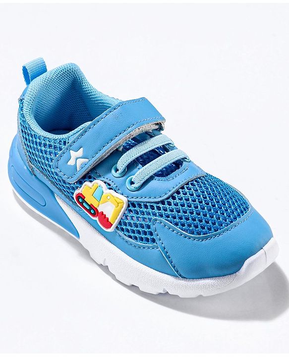 Cute Walk by Babyhug Sneaker Shoes with Vecro Closure & Construction Vehicle Appliques - Blue