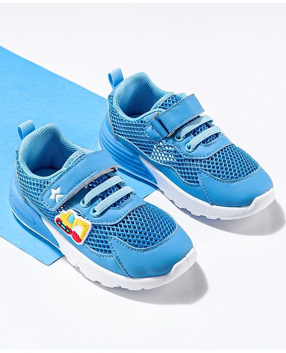 Cute Walk by Babyhug Sneaker Shoes with Vecro Closure & Construction Vehicle Appliques - Blue