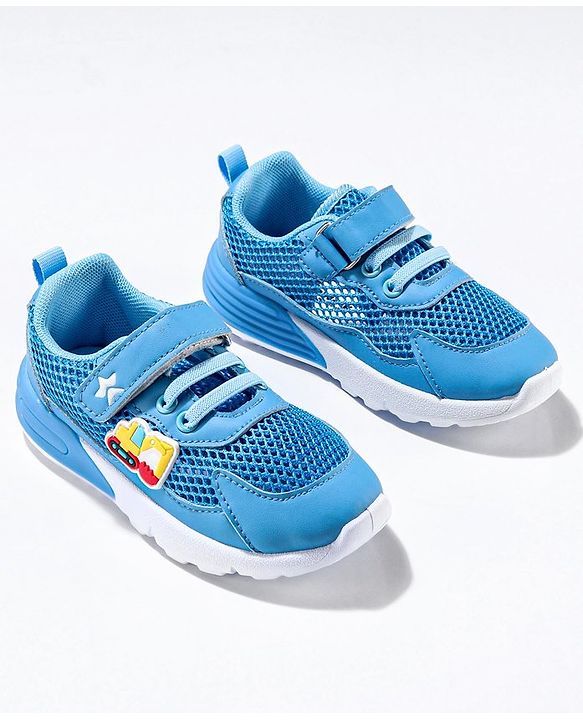Cute Walk by Babyhug Sneaker Shoes with Vecro Closure & Construction Vehicle Appliques - Blue