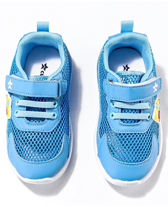 Cute Walk by Babyhug Sneaker Shoes with Vecro Closure & Construction Vehicle Appliques - Blue